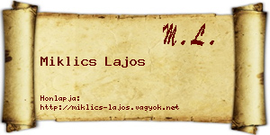 Miklics Lajos névjegykártya